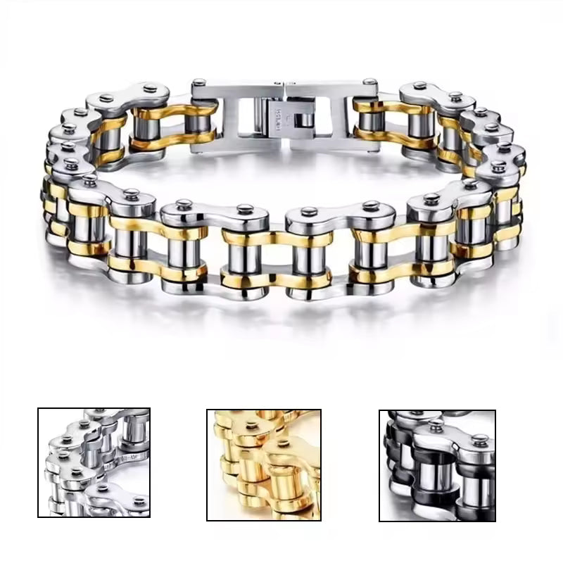 RiderChainz™- Brazalete Dorado Con Plateado