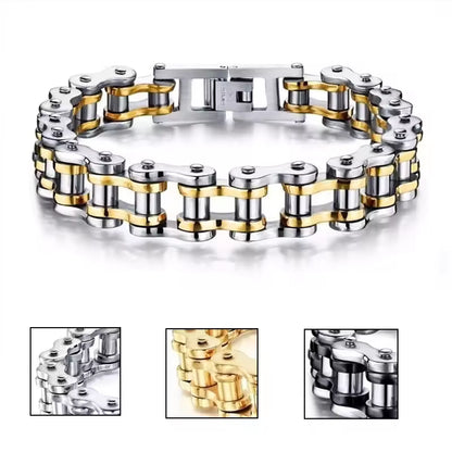 RiderChainz™- Brazalete Dorado Con Plateado